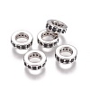 Brass Cubic Zirconia Rondelle European Beads KK-E772-02E-P-2