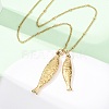304 Stainless Steel Couple Fish Pendant Satellite Chain Necklaces for Women NJEW-Z108-02G-2