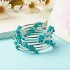 5-Loop Synthetic Turquoise(Dyed) Chip Beaded Wrap Bracelets for Women BJEW-JB01517-09-1