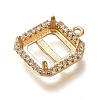 Rack Plating Brass Micro Pave Clear Cubic Zirconia Square Pendant Cabochon Settings For Fancy Stones KK-NH0001-17KCG-2