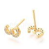 Brass Micro Pave Clear Cubic Zirconia Stud Earrings EJEW-O103-24G-2