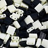 300Pcs 2 Colors 2-Hole Opaque Glass Seed Beads SEED-AR0001-30-6