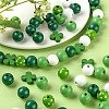 160Pcs 5 Style Irish Theme Painted Natural Wood Beads WOOD-LS0001-48-6