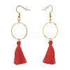 Ring with Cotton Tassel Dangle Earring EJEW-JE04837-5