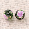 Flower Picture Printed Glass Round Beads GLAA-J088-10mm-A15-2