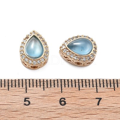 Brass Light Sky Blue Glass Teardrop Multi-Strand Links KK-B125-09G-1