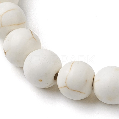 4Pcs Round Natural Amazonite & Lava Rock & Synthetic Turquoise Beaded Stretch Bracelets BJEW-JB10269-1