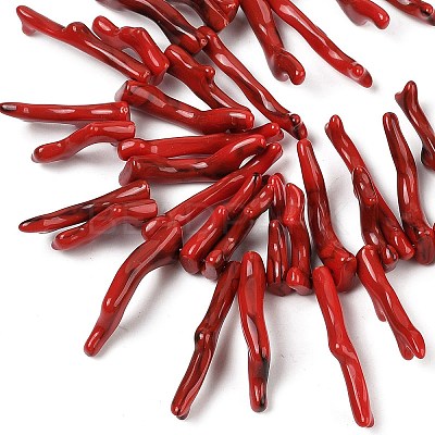Opaque Acrylic Imitation Coral Beads Strands SACR-P033-01A-07-1