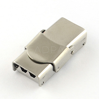 Tarnish Resistant Smooth Surface 201 Stainless Steel Watch Band Clasps STAS-R063-86-1