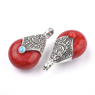 Tibetan Style Resin Pendants X-RESI-T022-16A-1