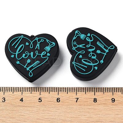 Food Grade Heart with Word Love Silicone Focal Beads SIL-NH0001-01C-1