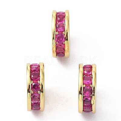 Brass Fuchsia Cubic Zirconia Beads ZIRC-C022-08G-1