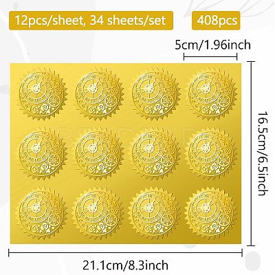 34 Sheets Self Adhesive Gold Foil Embossed Stickers DIY-WH0509-061-1