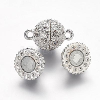 Alloy Rhinestone Magnetic Clasps with Loops RB-H116-3-S-1-1