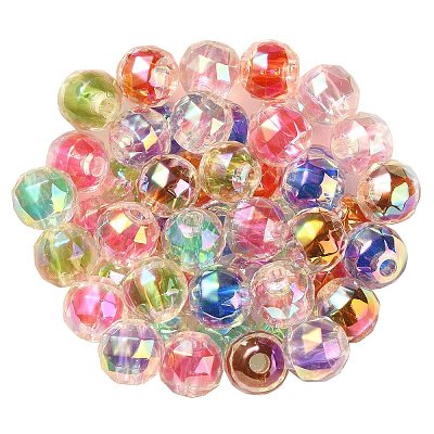 UV Plating Transparent Acrylic European Beads OACR-F004-03-1