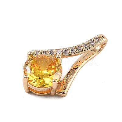 Brass Micro Pave Cubic Zirconia Pendants X-KK-E795-22KCG-01-1