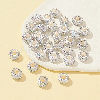 30Pcs Polymer Clay Rhinestone European Beads CPDL-FS0001-01-1
