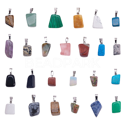Natural & Synthetic Mixed Gemstone Pendants G-Q996-M-1