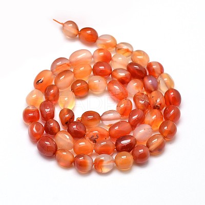 Dyed Natural Carnelian Gemstone Smooth Nuggets Bead Strands G-J335-03-1
