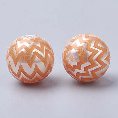 Printed Imitation Pearl Acrylic Beads LS-X-MACR-R558-01B-1