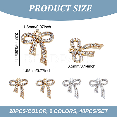 40Pcs 2 Coloes Alloy Rhinestone Pendants FIND-UN0007-55-1