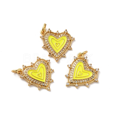 Rack Plating Brass Micro Pave Clear Cubic Zirconia Charms KK-D074-04G-03-1
