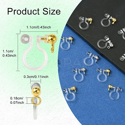 12Pcs 2 Colors 304 Stainless Steel and Plastic Clip-on Earring Findings KY-FS0001-28-1