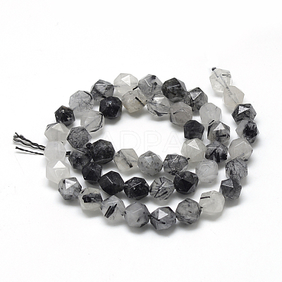Natural Black Rutilated Quartz Beads Strands G-R448-6mm-01-1