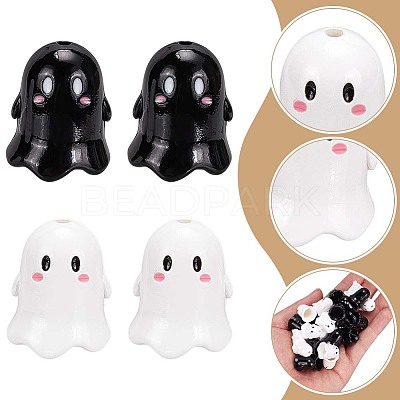 40Pcs 2 Colors Opaque Acrylic Beads MACR-WR0001-08-1