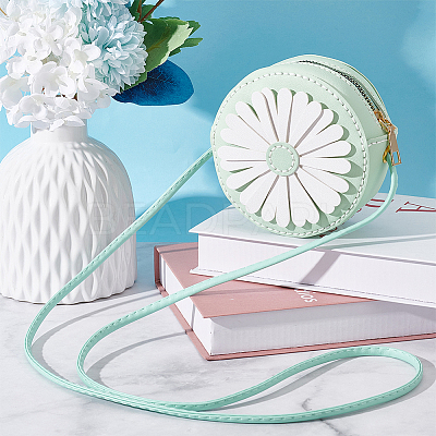 DIY Sew on PU Leather Daisy Flower Pattern Round Multi-Use Crossbody/Shoulder Bag Making Kits DIY-WH0297-56C-1