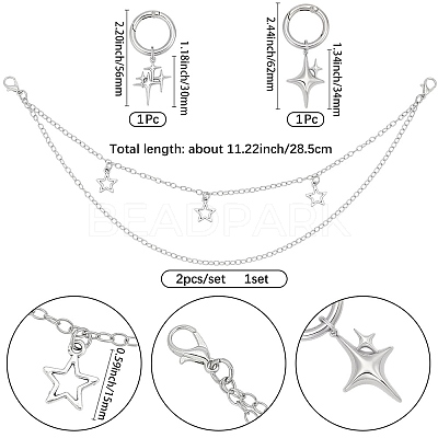 4Pcs 3 Styles Brass Chains Boot Strap Chains HJEW-BM0001-11-1