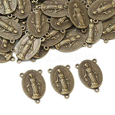Holy Oval Carved Virgin Mary Tibetan Style Alloy Chandelier Component Links TIBEP-LF0961YKG-AB-FF-1