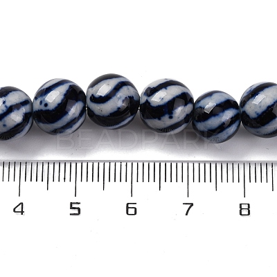 Handmade Blue and White Porcelain Beads Strands PORC-I027-03F-1