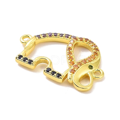 Real 18K Gold Plated Brass Micro Pave Cubic Zirconia Connector Charms KK-L209-049G-02-1
