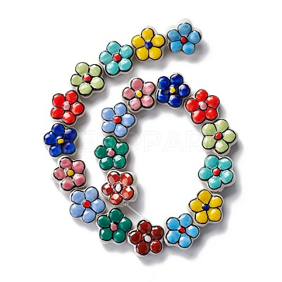 Handmade Porcelain Flower Beads Strands PORC-F003-01D-1