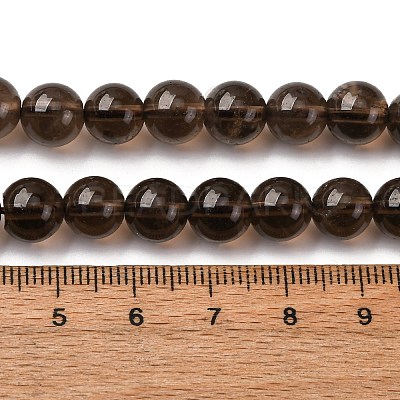 Natural Smoky Quartz Round Beads Strands G-E329-8mm-38B-1