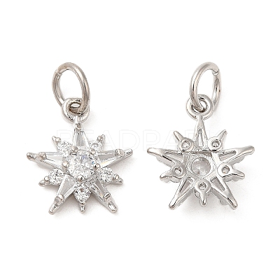 Rack Plating Brass Micro Pave Clear Cubic Zirconia Charms KK-Z026-06P-1
