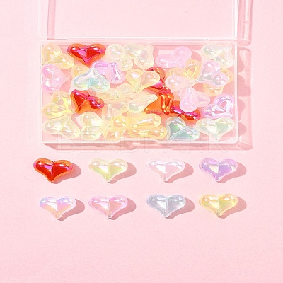 40Pcs UV Plating Rainbow Iridescent Transparent Acrylic Beads MACR-FS0002-19-1