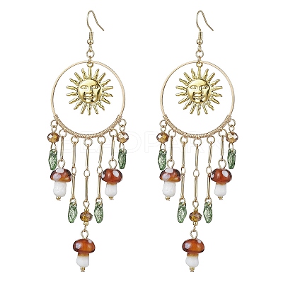 Golden 304 Stainless Steel Sun Chandelier Earrings EJEW-JE05674-01-1