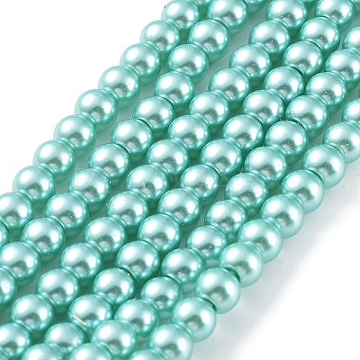 Baking Paint Pearlized Glass Pearl Round Bead Strands HY-Q003-6mm-32-1
