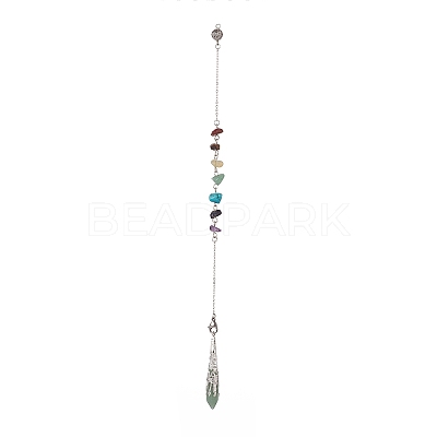 Mixed Natural Gemstone Pointed Drowsing Pendulums PALLOY-JF01992-1