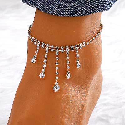 Brass Crystal Rhinestone Tennis Anklets for Wome FS-WGAF92D-07-1