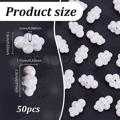 50Pcs UV Plating Iridescent Acrylic Bead OACR-GO0001-02-1