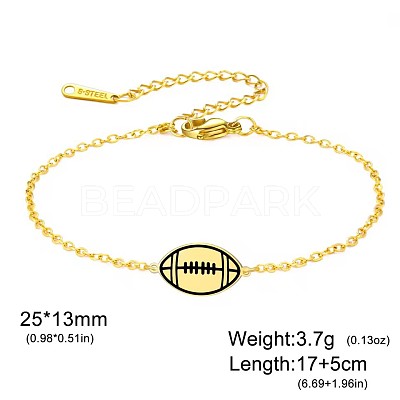 304 Stainless Steel Sport Ball Link Bracelets for Women WG444BD-06-1