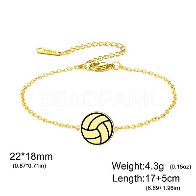 304 Stainless Steel Sport Ball Link Bracelets for Women WG444BD-04-1