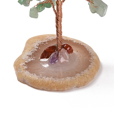 Natural Green Aventurine Chips & Agate Pedestal Display Decorations DJEW-A001-04I-1