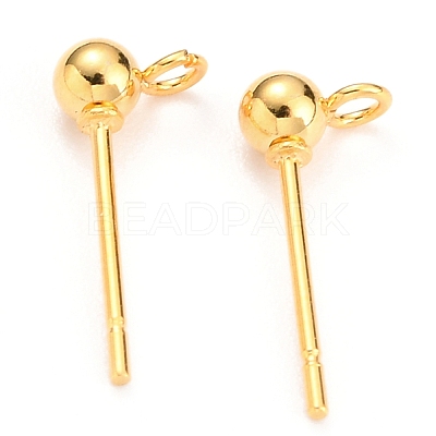 304 Stainless Steel Ball Post Stud Earring Findings X-STAS-Z035-02G-B-1
