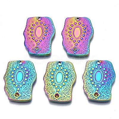 Rainbow Color 304 Stainless Steel Pendant Rhinestone Settings STAS-S119-070-1