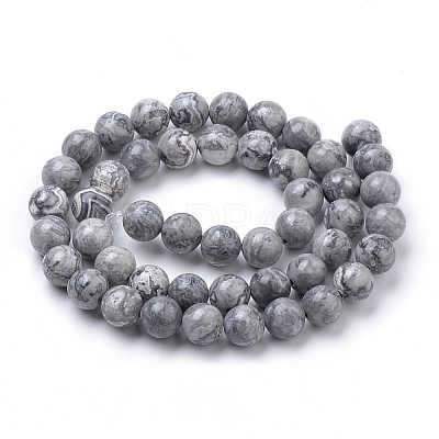 Natural Map Stone/Picasso Stone/Picasso Jasper Beads Strands G-S259-09-8mm-1