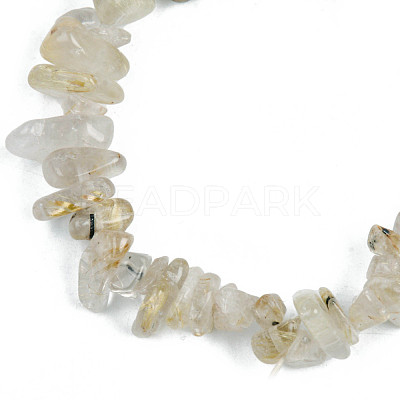Unisex Chip Natural Rutilated Quartz Beaded Stretch Bracelets BJEW-S143-15-1